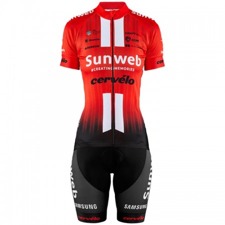 Completo Maglia + Pantaloncino con bretelle 2019 Team Sunweb Donna N001